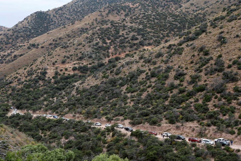 Relatives of the Rhonita Miller-Lebaron and Dawna Ray Langford and their children who were killed by unknown assailants, drive in caravan on their journey to bury the Miller-Lebaron Family near Bavispe