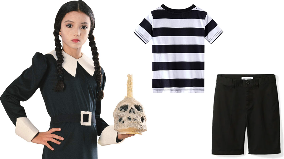 Sibling Halloween costumes: Wednesday and Pugsley Addams