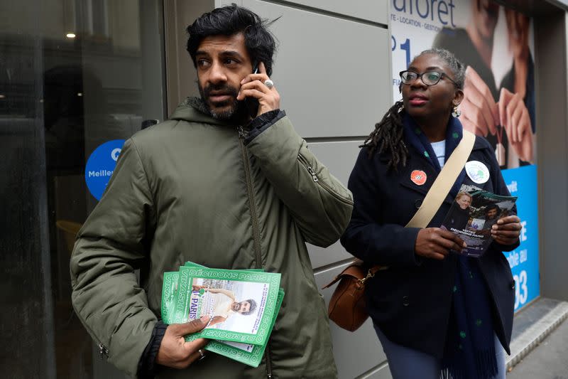 Vikash Dhorasso, former international soccer player and La France Insoumise (LFI) mayor candidate for Paris' 18th district, campaigns in Paris