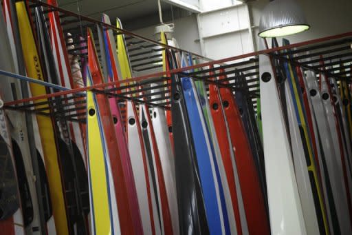 Canoes and kayaks in the Nelo factory, in Vila do Conde, northern Portugal, in June. The "Made in Portugal" label will dominate the waters at the London Olympics, with the country's kayak-canoe industry prospering despite a floundering economy