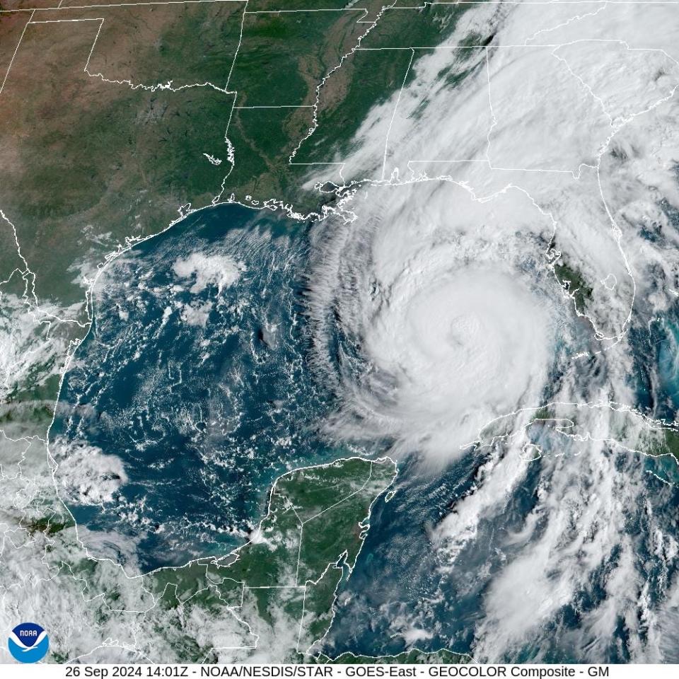 Hurricane Helene on NOAA satellite on the morning of Sept. 26, 2024.