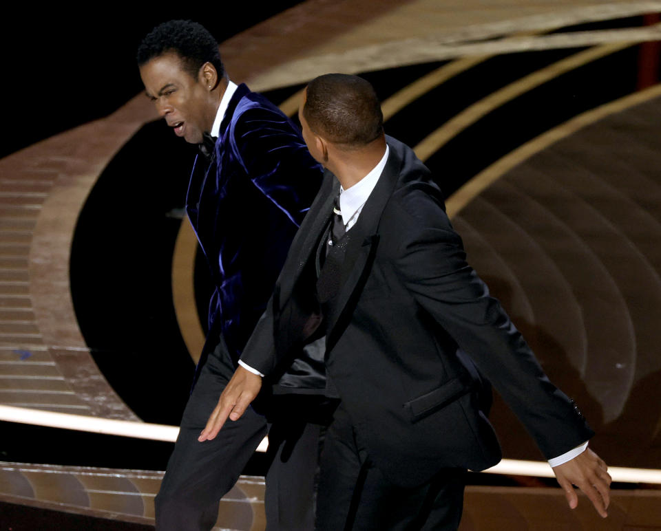 Will Smith slapping Chris Rock at the Oscars