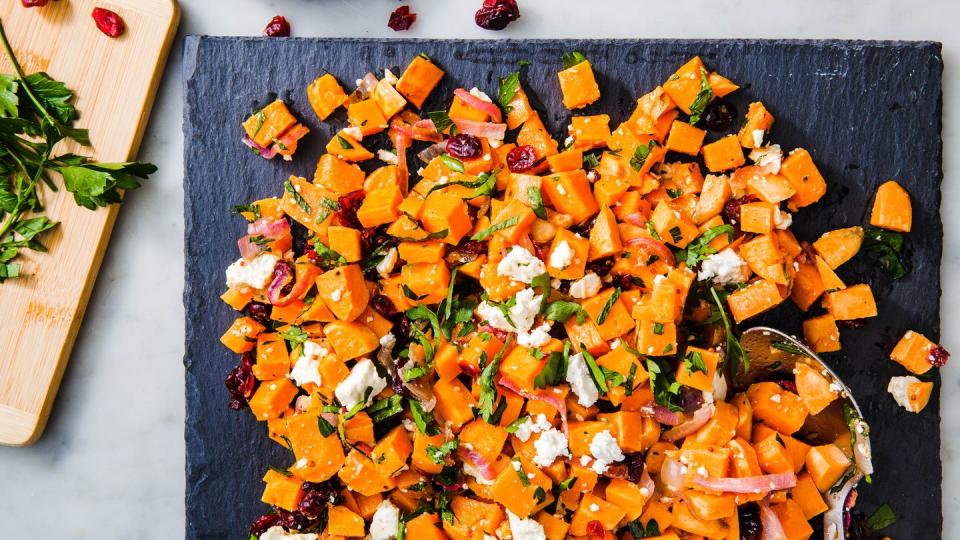 sweet potato salad with cranberries and feta