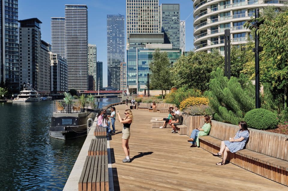 people sitting at Canary Wharf