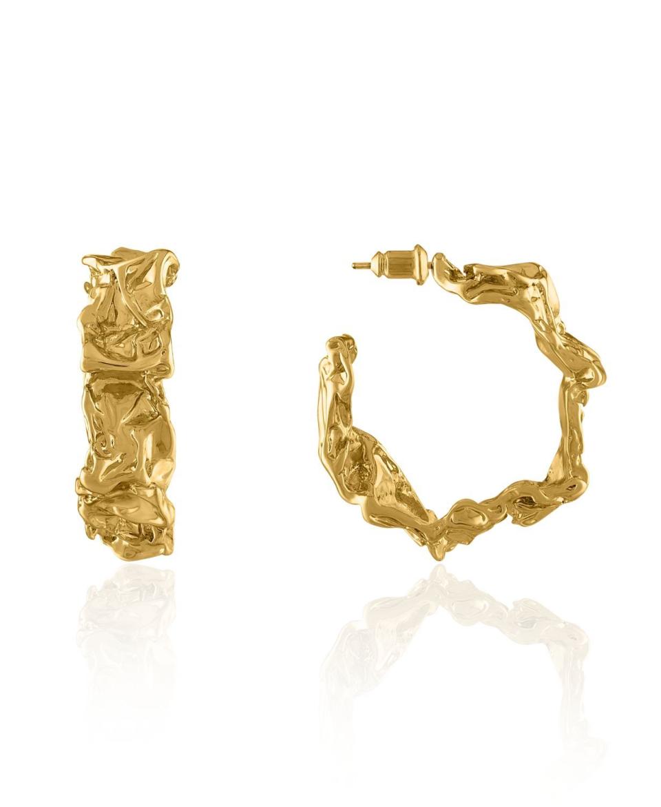 12) Natur Hoops in 18K Gold-Plated Brass