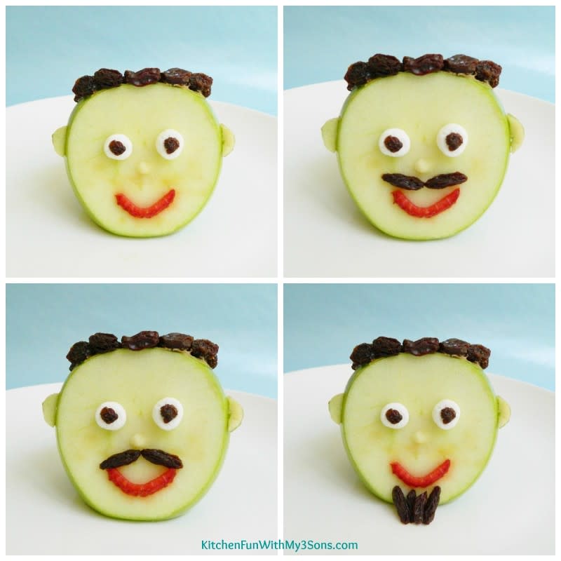 <p>Kitchen Fun With My 3 Sons</p><p>Let the kids decorate an apple that looks just like dad!</p><p><strong>Get the recipe: <a href="https://kitchenfunwithmy3sons.com/fathers-day-fruit-snack/" rel="nofollow noopener" target="_blank" data-ylk="slk:Father's Day Fruit Snack;elm:context_link;itc:0;sec:content-canvas" class="link rapid-noclick-resp">Father's Day Fruit Snack</a></strong></p>