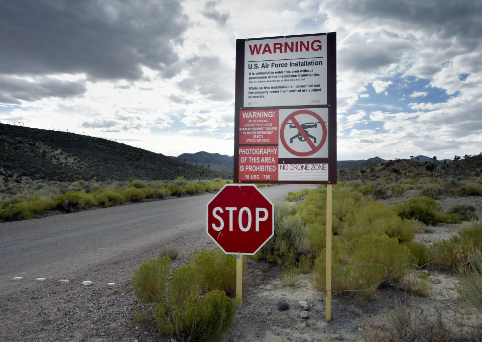 Sign warn travelers to not trespass onto Nevada Test and Training Range, otherwise known as Area 51. (Photo: Getty Images)