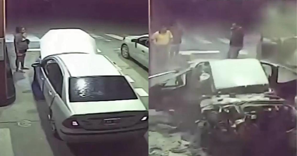 Estaba cargando gas y su auto explotó, pero lo más impresionante se descubrió después. Foto: Captura de video X vía @AgenciaElVigia