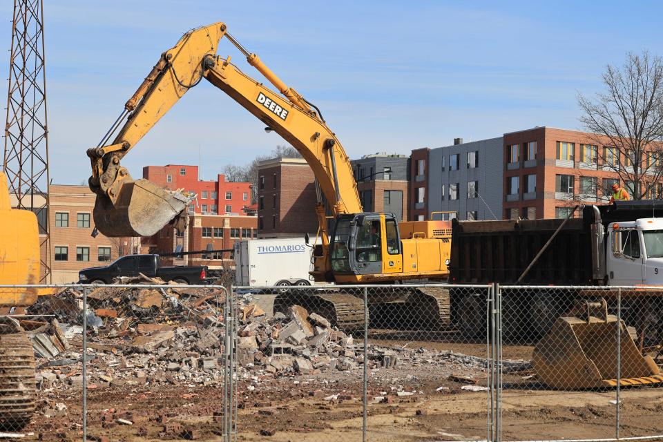 Demolition began on the old City of Kent Police Department building located at the corner of Water Street and Haymaker Parkway Monday morning. The site will be the future home for the new Kent City Hall.