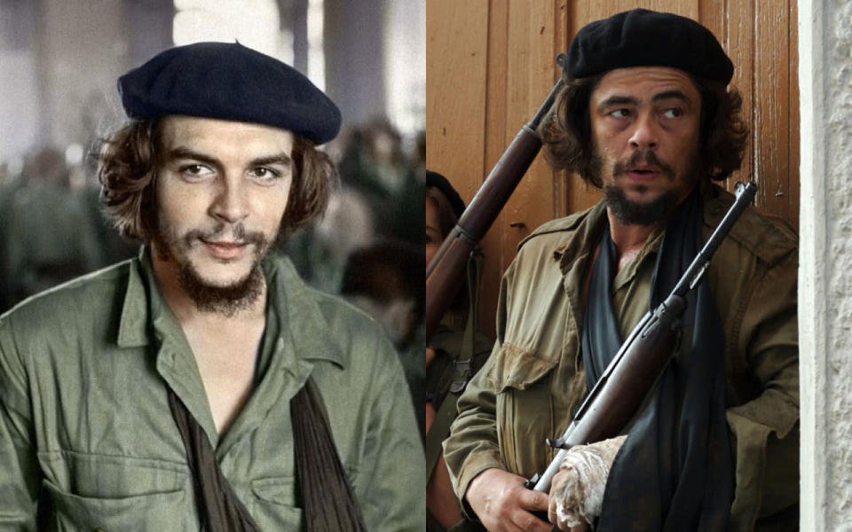 <p>Check out Benicio! All you have to do is stick a beard on him, and voila! He’s that fella who’s on every student’s bedroom wall. Next to Lucy Pinder. Steven Soderbergh is the one who bought Benicio Del Toro the beret for the 2008, two-part film of his life and while Gael Garcia Bernal did the sexy young Che in 'The Motorcycle Diaries’, Benicio nailed him as the older, grizzled revolutionary.</p>