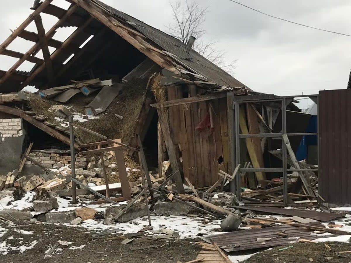 Some of the damage the village around St Michael’s has suffered (Kim Sengupta/The Independent)