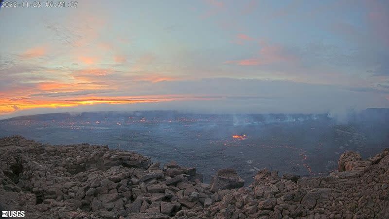 Lava is seen at Mauna Loa’s summit region during an eruption