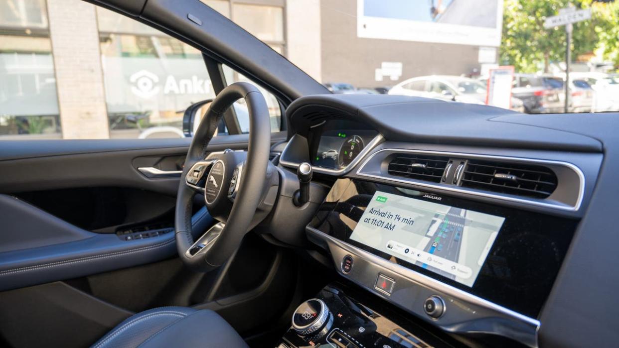 <div>Interior of a Waymo self-driving car featuring a digital dashboard and steering wheel, San Francisco, California, August 20, 2024. (Photo by Smith Collection/Gado/Getty Images)</div>