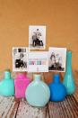 <p>With the help of bright-hued craft paint, dollar store jars go from plain to fancy. And the elevated photo frame adds a sentimental touch. </p><p><em><a href="http://eighteen25.blogspot.com/2013/05/painted-photo-bottles.html" rel="nofollow noopener" target="_blank" data-ylk="slk:Get the tutorial at Eighteen25 »;elm:context_link;itc:0;sec:content-canvas" class="link ">Get the tutorial at Eighteen25 »</a></em> </p>