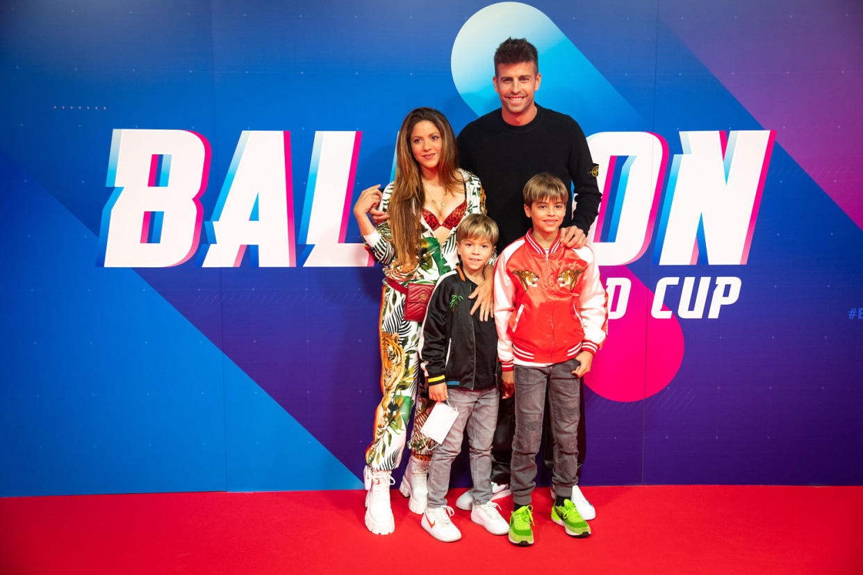 The couple and their sons at the Balloons World Cup event on Oct. 14, 2021 in Tarragona, Spain. (Joan Amengual / VIEWpress / Corbis via Getty Images)