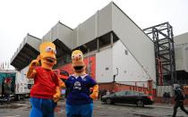 <p>General view outside Anfield Stadium </p>