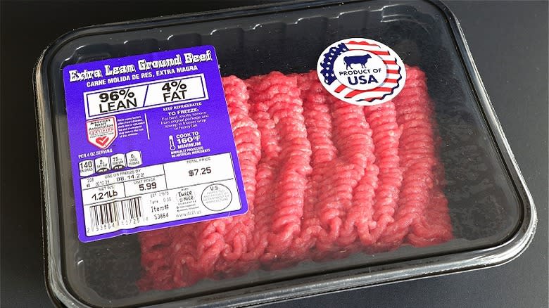 Packet of Aldi's ground beef
