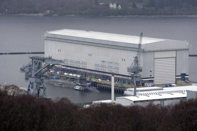 A trident submarine is shown at the Faslane naval base, Scotland, in 2007. The Scottish National Party has promised to get rid of all nuclear weapons if it secures a 'yes' vote in the independence referendum in September 2014. London is therefore considering designating as sovereign United Kingdom territory the Faslane base on Gare Loch in Argyll and Bute
