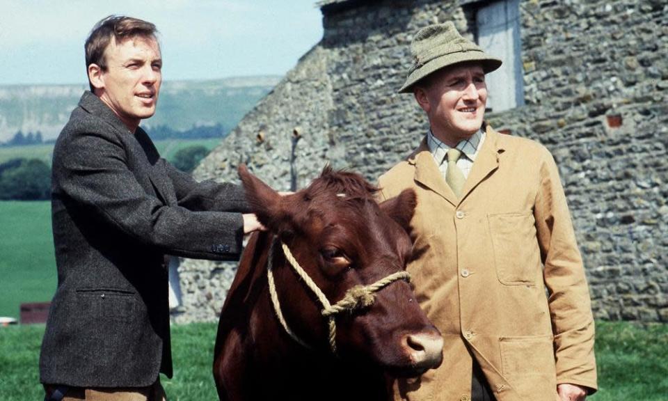 Christopher Timothy, left, and Robert Hardy in All Creatures Great and Small, 1979.