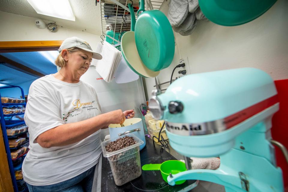 Tania Lattimore makes pies at Bean Blossom Family Restaurant in Bean Blossom on Tuesday, July 18, 2023.