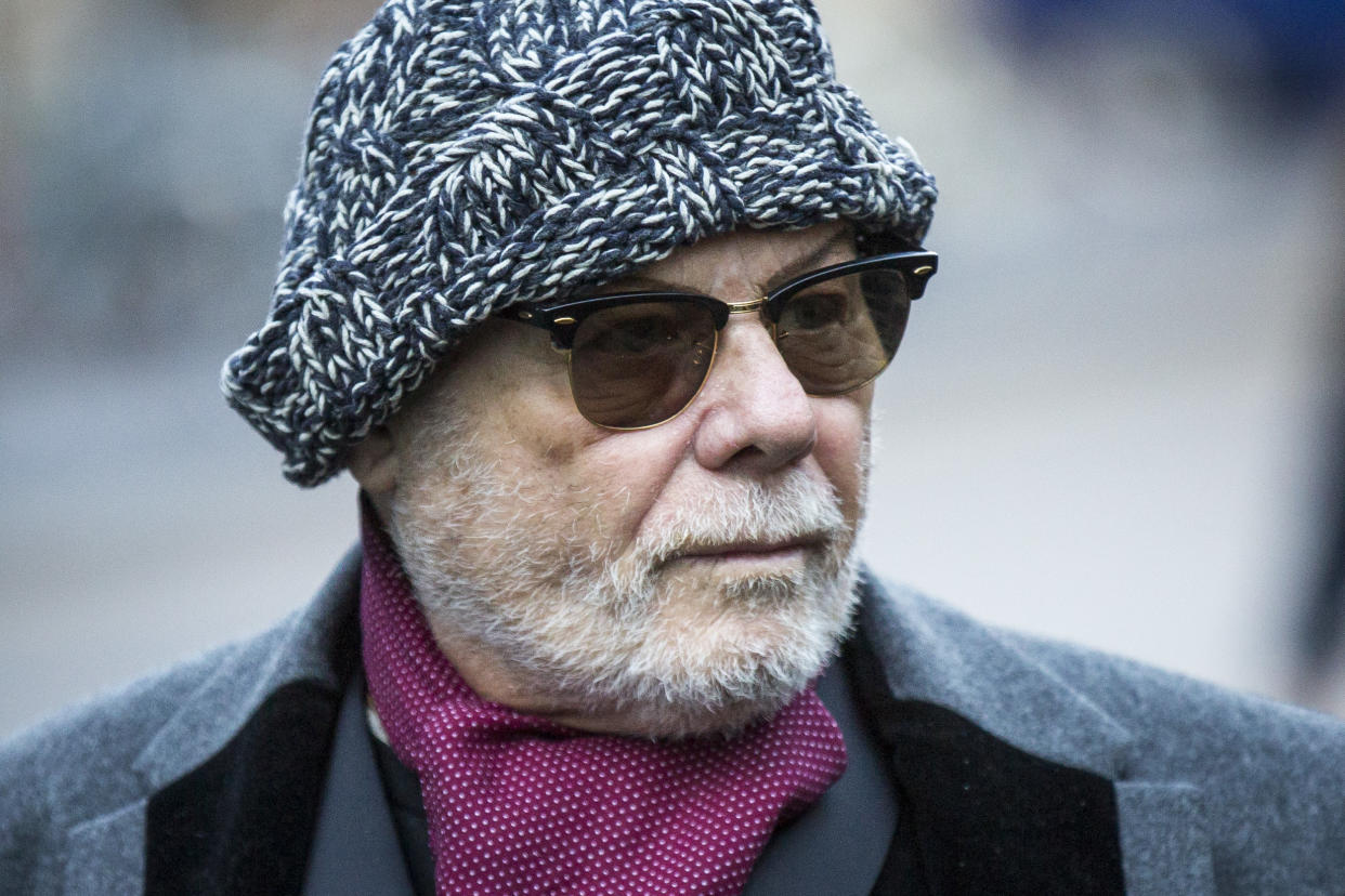 LONDON, ENGLAND - JANUARY 13:  Gary Glitter, real name Paul Gadd, arrives at Southwark Crown Court on January 13, 2015 in London, England.  The former glam rock star is charged with several historic sex offences against young girls.  (Photo by Rob Stothard/Getty Images)