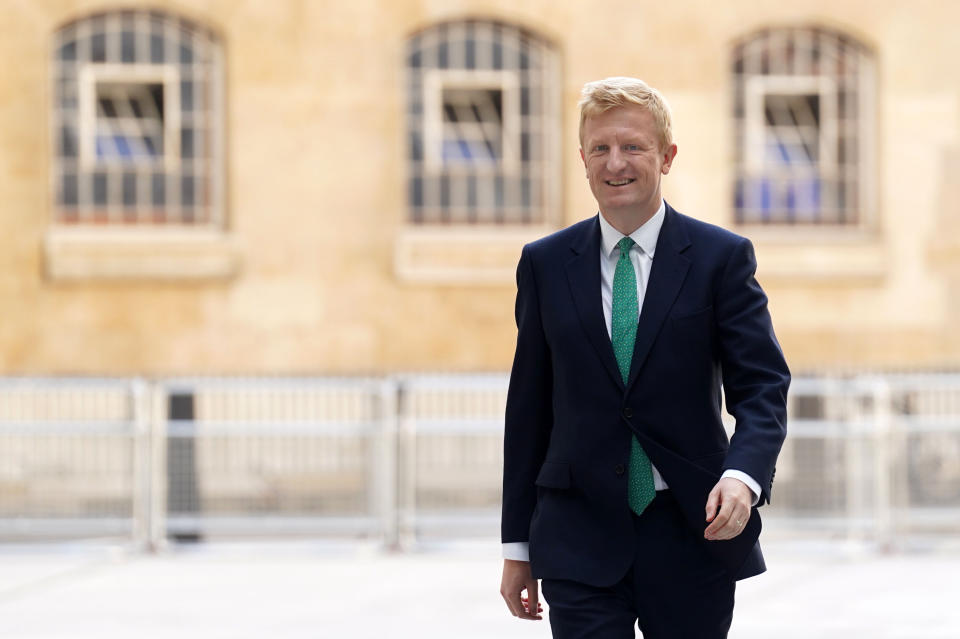 Conservative Party Chairman Oliver Dowden arrives at BBC Broadcasting House in London, to appear on the BBC One current affairs programme, Sunday Morning hosted by Sophie Raworth. Picture date: Sunday April 24, 2022.