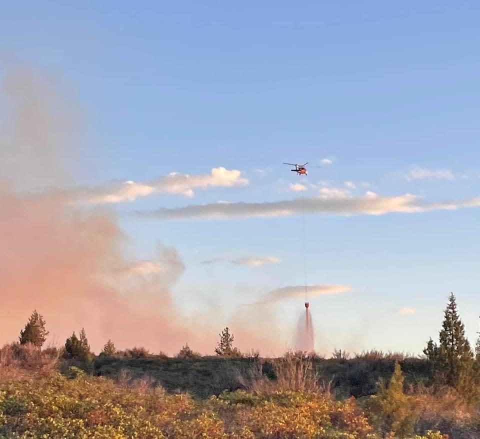 The 97 Fire burned through the night after starting Tuesday Sept. 27, 2022, near Lake Shastina in Siskiyou County.