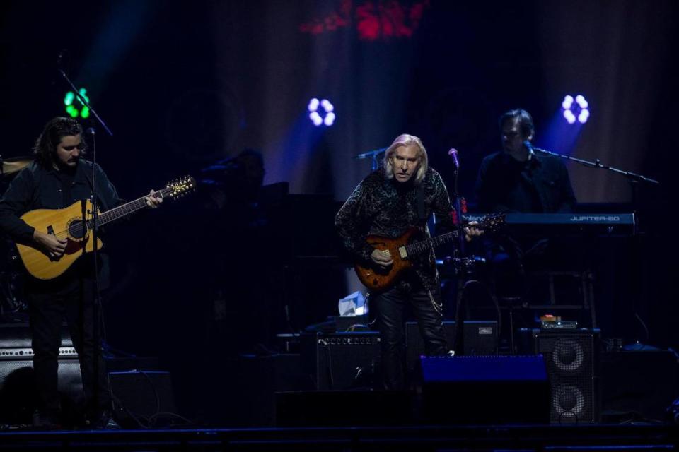 Eagles guitarist Joe Walsh performs during the band’s “The Long Goodbye” tour at Rupp Arena in Lexington, Ky., on Tuesday, Nov. 14, 2023.