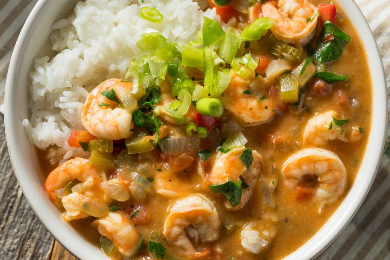 Spicy Homemade Cajun Shrimp Etouffee with White Rice