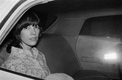 Leslie Van Houten leaves Criminal Court Building in Los Angeles, Sept. 12, 1977 after a hearing at which a third murder-conspiracy trial date was to have been set to try her in the murders of Leno and Rosemary LaBianca. The judge at this morning's hearing announced a new jurist will preside at the third trial and a second hearing set for September 20, would be held to set the third trial date.