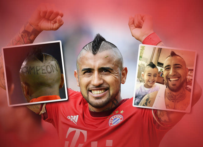 Arturo Vidal glänzt auf dem Feld als knallharter Abräumer mit Torgefahr - aber auch über seine Karriere hinweg mit abgefahrenen Frisuren. Vor dem Spiel Deutschland gegen Chile beim Confed Cup (LIVE auf SPORT1) präsentiert sich der Bayern-Star mit neuem Haarschnitt