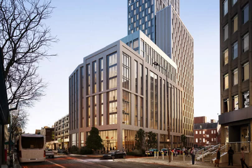 Computer generated images show what the new 28 storey building proposed for Greyfriars Road in Cardiff could look like