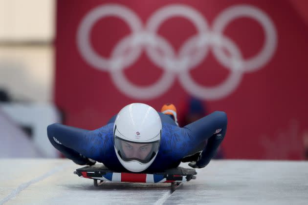 British athlete Laura Deas during a women's skeleton training run in Pyeongchang ahead of the opening of the 2018 Winter Olympics. (Photo: Tim Clayton - Corbis via Getty Images)