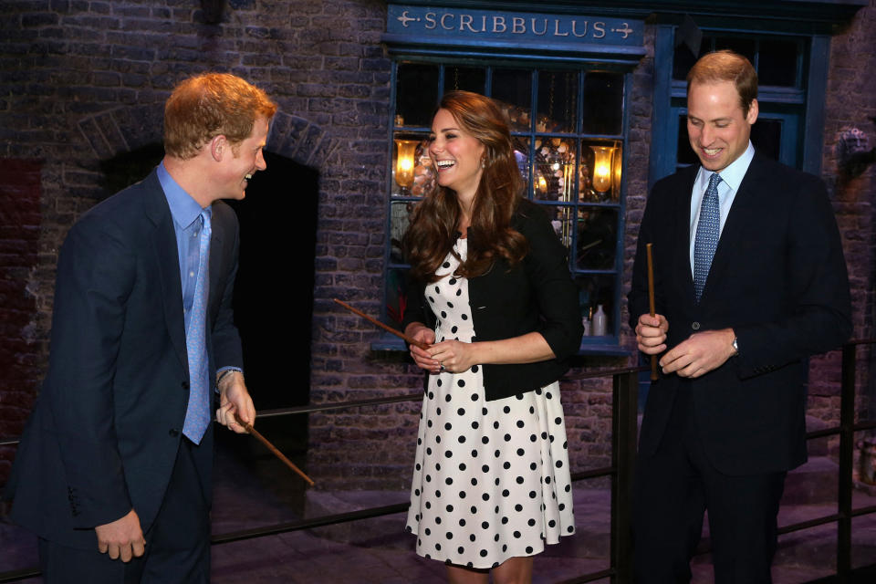 Kate, William et Harry aux studios Warner en 2013