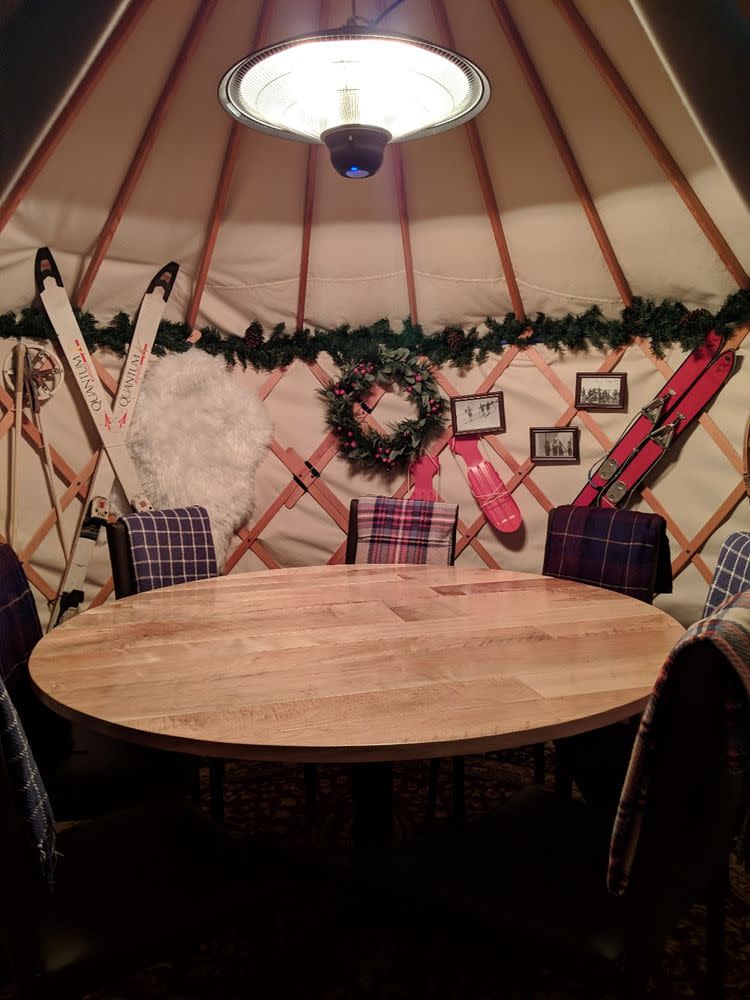 The Aspen pop-up will feature dishes inspired by Humm's childhood in Switzerland—such as trout toast, veal schnitzel, spatzle, braised cabbage, and fondue. There are also yurts.