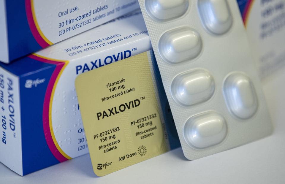 <span class="caption">Paxlovid may help prevent severe illness in patients at highest risk for COVID-19 complications.</span> <span class="attribution"><a class="link " href="https://www.gettyimages.com/detail/news-photo/march-2022-berlin-the-drug-paxlovid-against-covid-19-from-news-photo/1238868638" rel="nofollow noopener" target="_blank" data-ylk="slk:picture alliance/picture alliance via Getty Images">picture alliance/picture alliance via Getty Images</a></span>