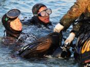 Taucher bei ihrer Arbeit: Noch immer gelten mehr als 150 Menschen als vermisst. Foto: Yonhap