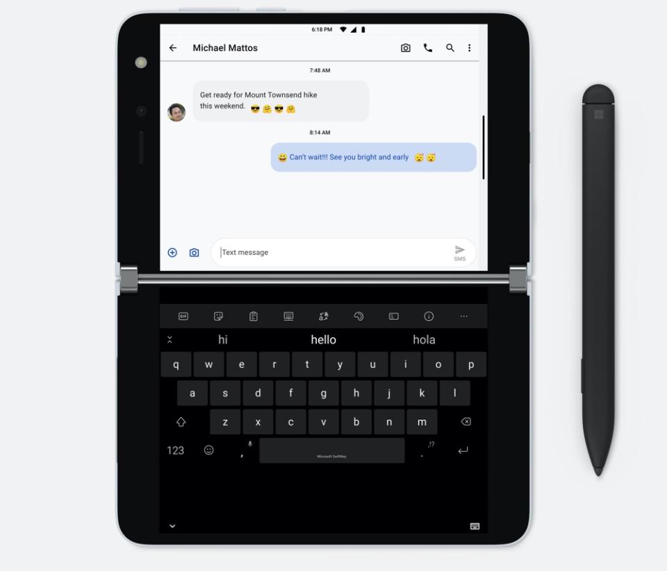 The Duo can also take advantage of Microsoft's Surface Pen stylus. (Image: Microsoft)