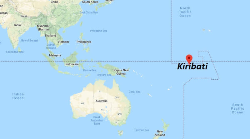 A map shows the location of Kiribati in the Pacific. Source: Google Maps