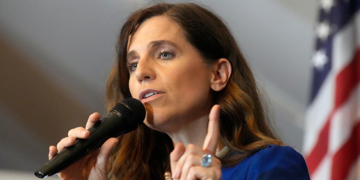 U.S. Rep. Nancy Mace of South Carolina speaks to supporters at her election night event after defeating former state Rep. Katie Arrington in the 1st District GOP primary on Tuesday, June 14, 2022, in Mount Pleasant, S.C.