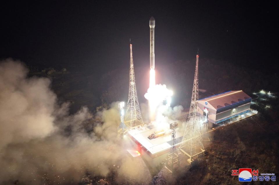 launch of a new-type carrier rocket ‘Chollima-1’ carrying the reconnaissance satellite ‘Malligyong-1’ at the Sohae Satellite Launching Ground in Cholsan County, North Phyongan Province, North Korea, 21 November 2023 (EPA)