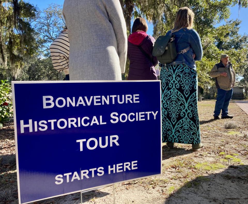 Bonaventure Historical Society volunteer and tour guide, Don Teuton, emphasizing in his introduction, 'this is a history tour, not a ghost tour.'