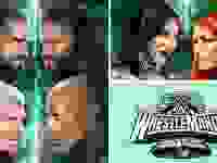 Various WWE superstars near the WrestleMania XL logo in front of a colored background.