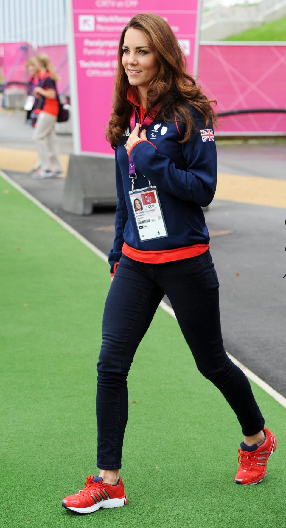 Kate made a fashionable appearance at the London 2012 Paralympic Games, stepping out in a pair of bright red sneakers.