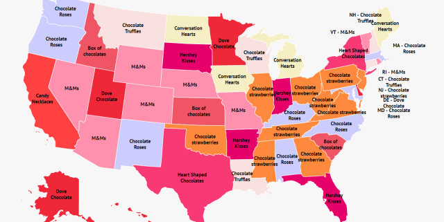 The Most Popular Valentine's Day Candy By State