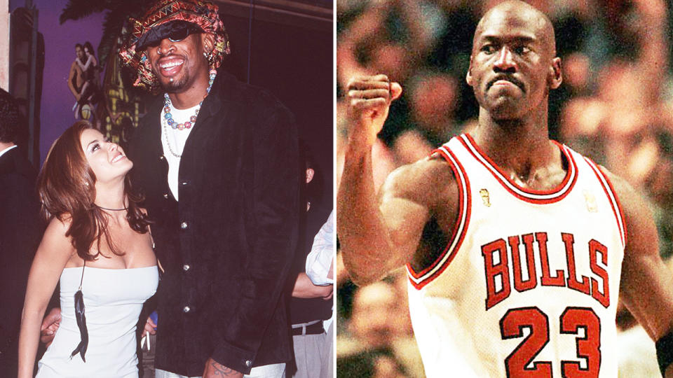 Michael Jordan and Dennis Rodman, pictured here during their heydays with the Chicago Bulls.