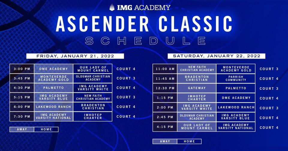 Ascender Classic schedule Friday and Saturday at IMG Academy