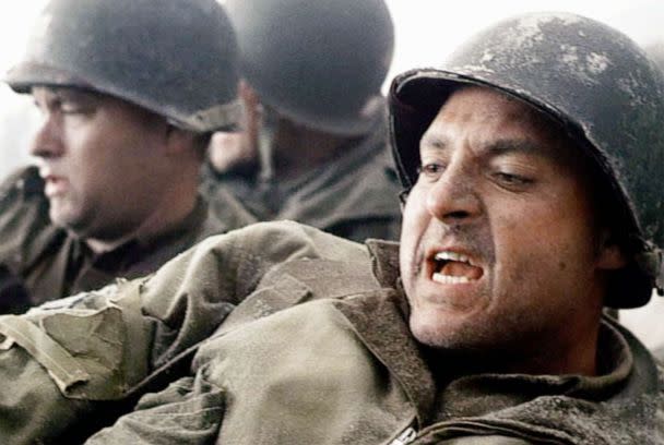 PHOTO: FILE - Seen here from left, Tom Hanks as Captain John Miller, and Tom Sizemore as Sergeant Mike Horvath in the movie 'Saving Private Ryan', directed by Steven Spielberg. (Cbs Photo Archive/CBS via Getty Images, FILE)