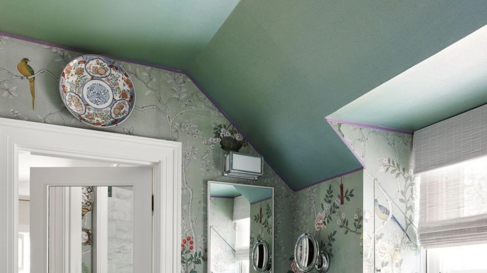 storybook wallpaper guest bathroom ideas veranda