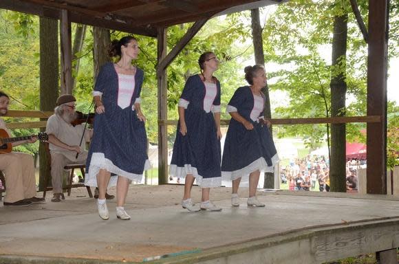 The Sonshine Cloggers perform during the 2019 Yankee Peddler Festival at Clay's Resort Jellystone Park in Lawrence Township.